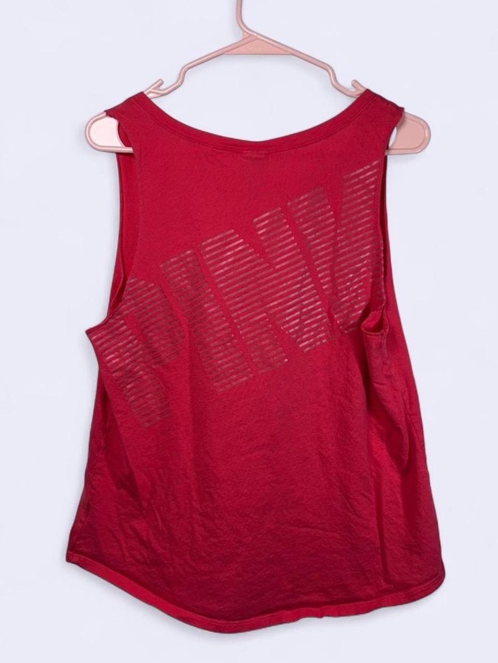 PINK Victoria’s Secret Pink Sleeveless Tank Top Medium Cutout Back Logo Tee - Picture 4 of 5